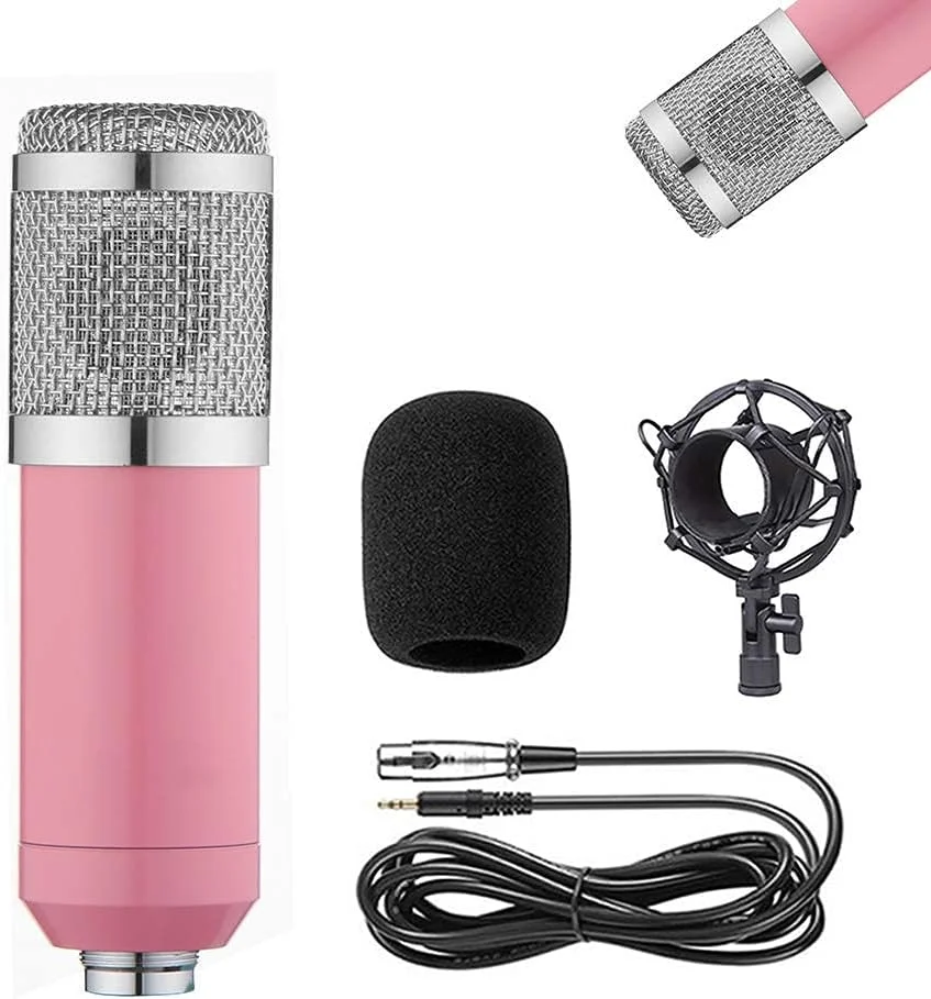 کیت میکروفون کاندنسر BM-800، میکروفون گیمینگ، میکروفون پادکست PC به 3.5 میلی‌متر با میکروفون قابل تنظیم، لرزه‌گیر، برای ضبط استودیویی و پخش