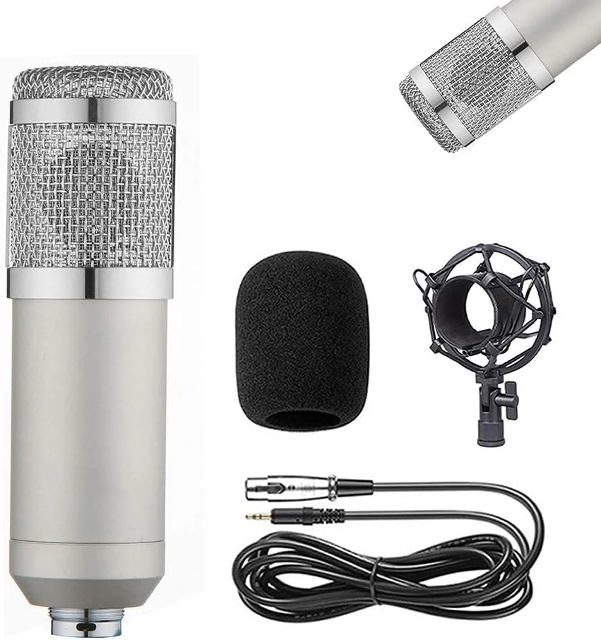 کیت میکروفون کاندنسر BM-800، میکروفون گیمینگ، میکروفون پادکست PC به 3.5 میلی‌متری با میکروفون قابل تنظیم، لرزه‌گیر، برای ضبط استودیویی و پخش
