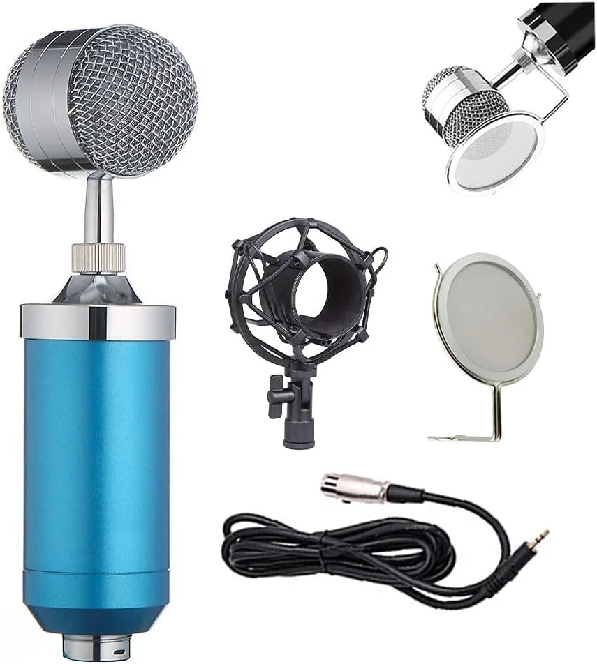 کیت میکروفون کاندنسر، میکروفون گیمینگ، میکروفون پادکست PC به 3.5mm با میکروفون قابل تنظیم، لرزه گیر، برای ضبط استودیویی و پخش