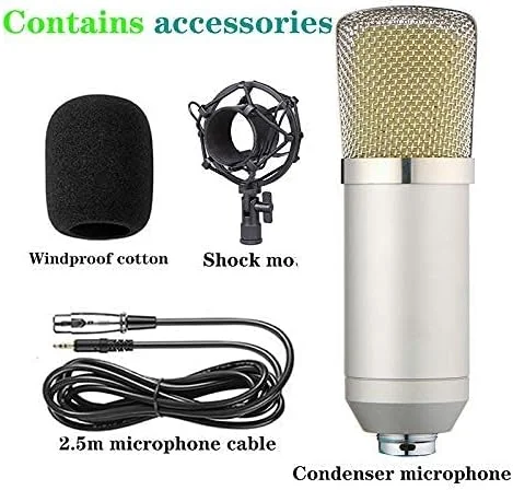 کیت میکروفون کاندنسر BM-700، میکروفون گیمینگ، میکروفون پادکست PC به 3.5 میلی‌متر با میکروفون قابل تنظیم، لرزه‌گیر، برای ضبط استودیویی و پخش