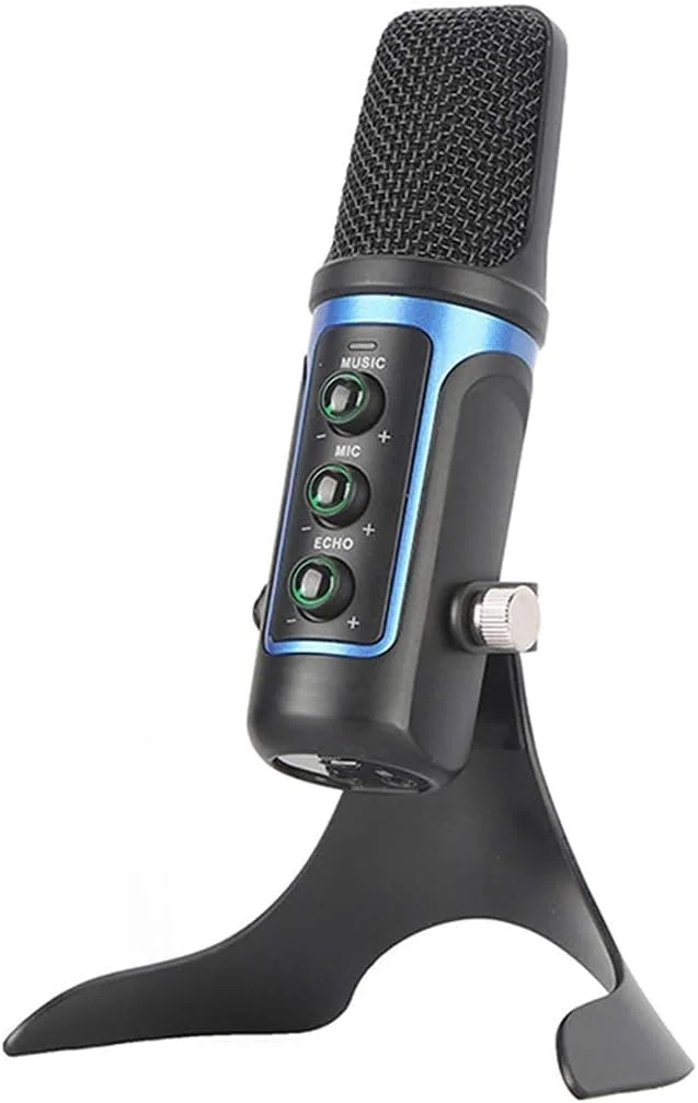 میکروفون USB کاردیوئید استودیویی خانگی برای ضبط صدا، پادکست، همراه با پایه سه پایه