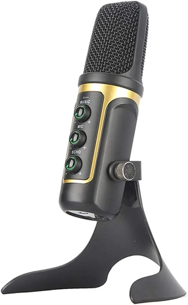 میکروفون استودیویی کاردیوئید USB برای ضبط صدا، پادکست، همراه با پایه سه پایه