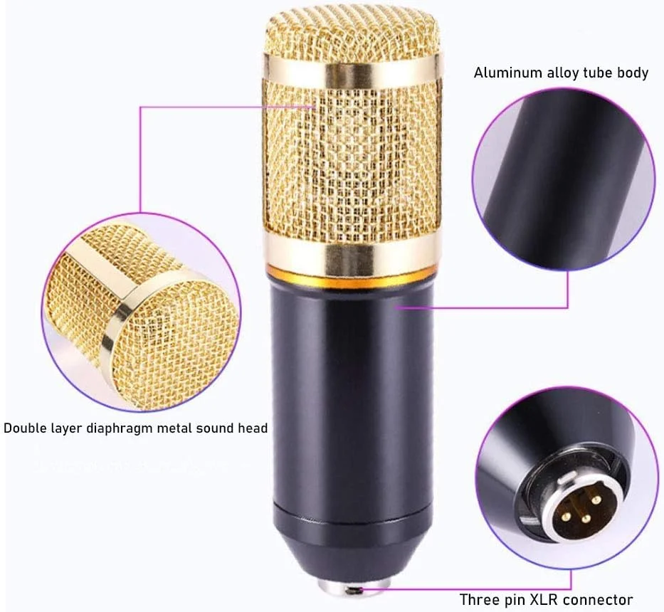 کیت میکروفون کاندنسر کاردیوئید خانگی، مجموعه میکروفون کارت صدای زنده میکروفون کاندنسر کامپیوتر