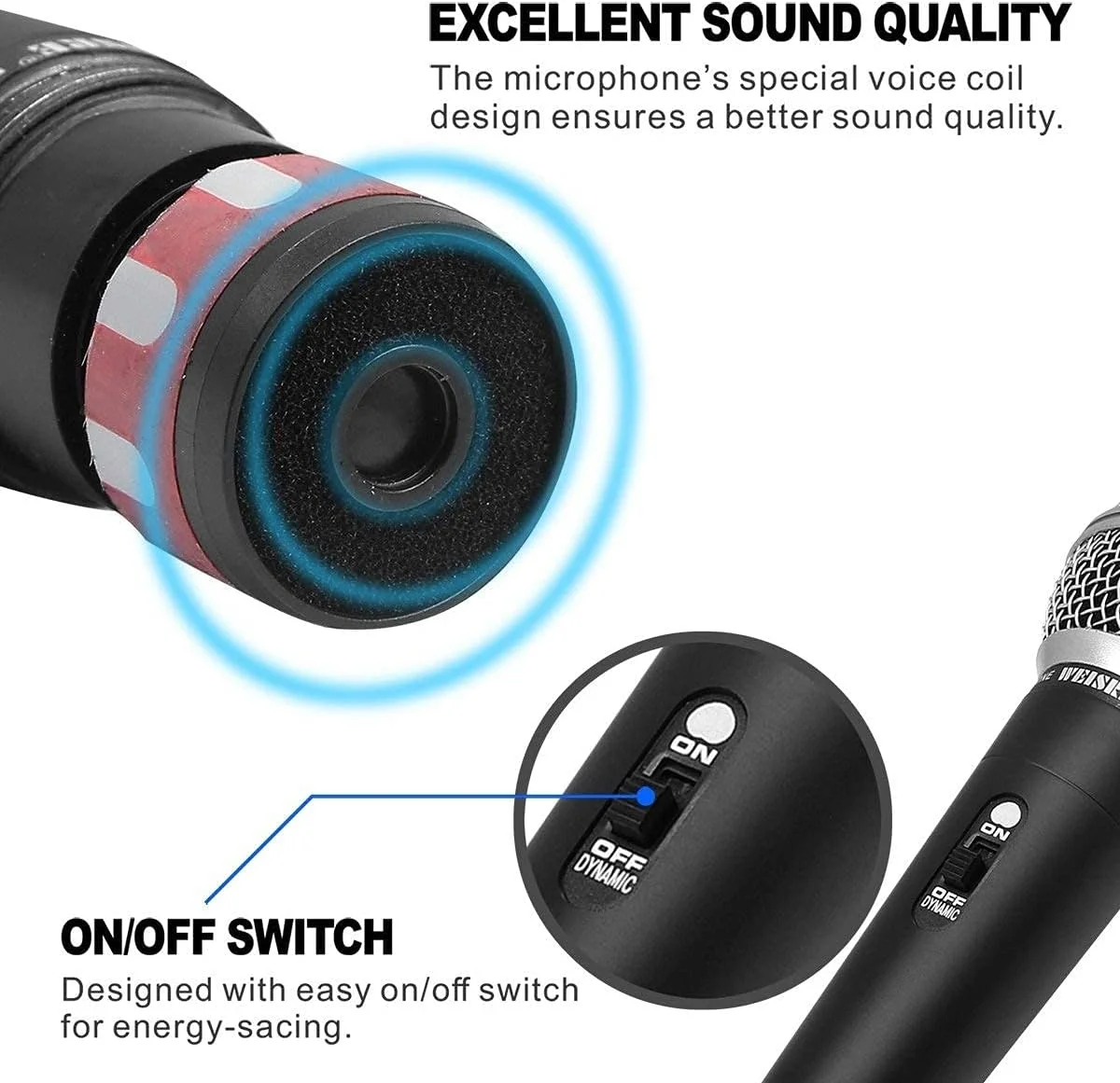 میکروفون داینامیک وکال برای کارائوکه خانگی، مهمانی های فضای باز، ضبط موسیقی و آواز خواندن در هر زمان، میکروفون دستی یک جهته حرفه ای برای استیج