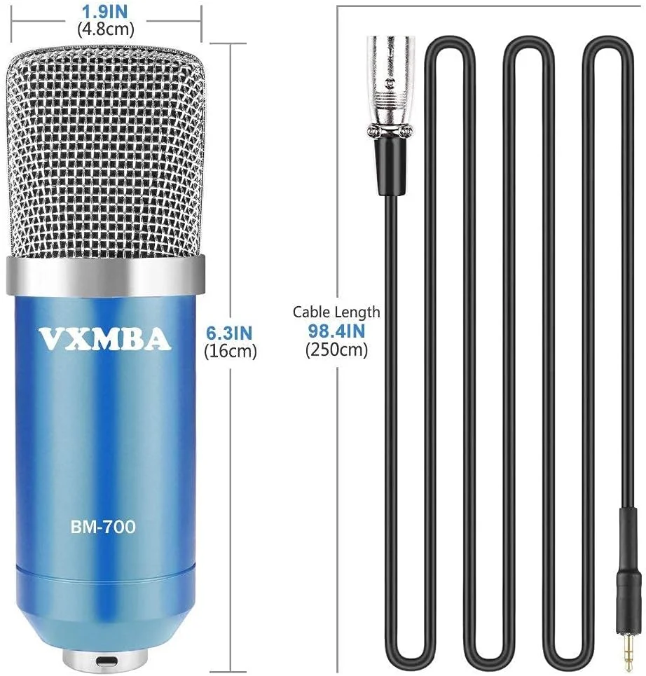 میکروفون کاندنسر حرفه ای استودیویی + بازوی نگهدارنده قابل تنظیم میکروفون با لرزه گیر و گیره نصب