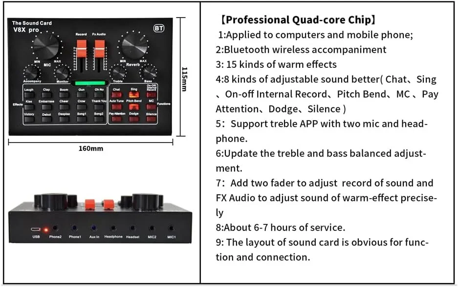 میکروفون کاندنسر استودیویی حرفه ای BM900 با نور حلقه ای، میکروفون بی سیم، سه پایه، کارت صدا، مناسب برای کامپیوتر و تلفن همراه (رنگ: F، اندازه: BM900)