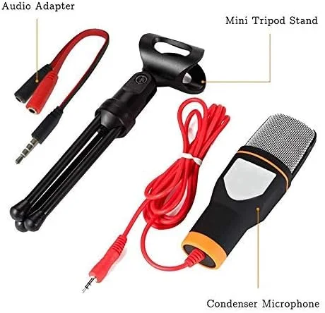 پایه میکروفون، میکروفون کاندنسر ضبط حرفه ای با جک 3.5 میلی متری سازگار با کامپیوتر، لپ تاپ، تلفن