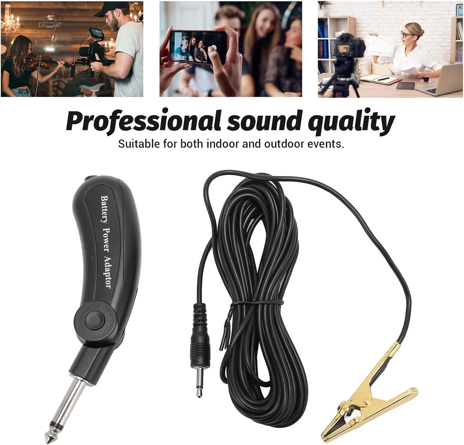 میکروفون یقه ای حرفه ای، میکروفون کندانسور یک جهته با پلاگین 3.5 میلی متری، میکروفون گیره ای ساز موسیقی برای هر نوع ساز، استیج و ارائه دهنده