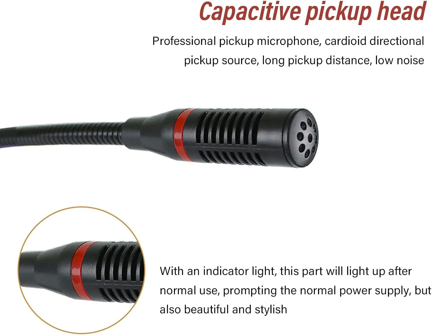میکروفون سیمی حرفه ای قفل دار، میکروفون کاندنسر حرفه ای رومیزی 6.35 میلی متری برای پخش، کنفرانس ها، سخنرانی و استودیوها