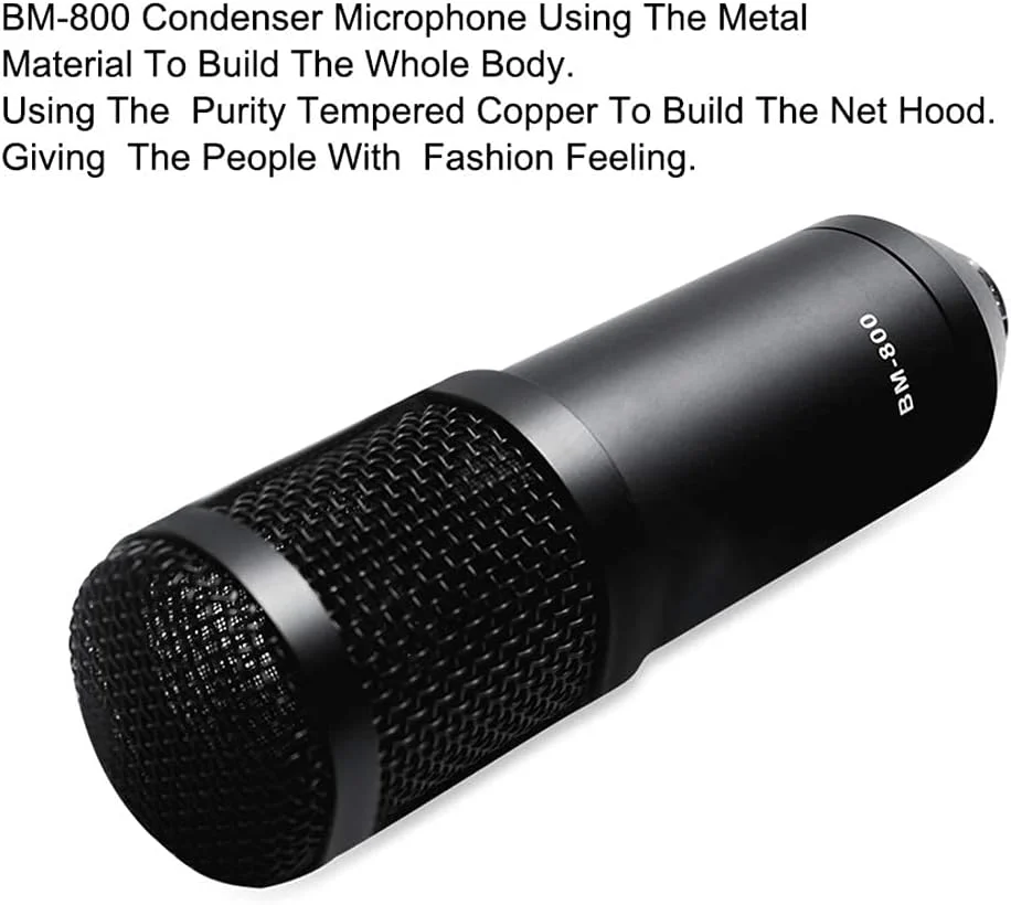 میکروفون سیم دار حرفه ای BM 800 کندانسور 3.5 میلی متری برای کارائوکه کامپیوتر