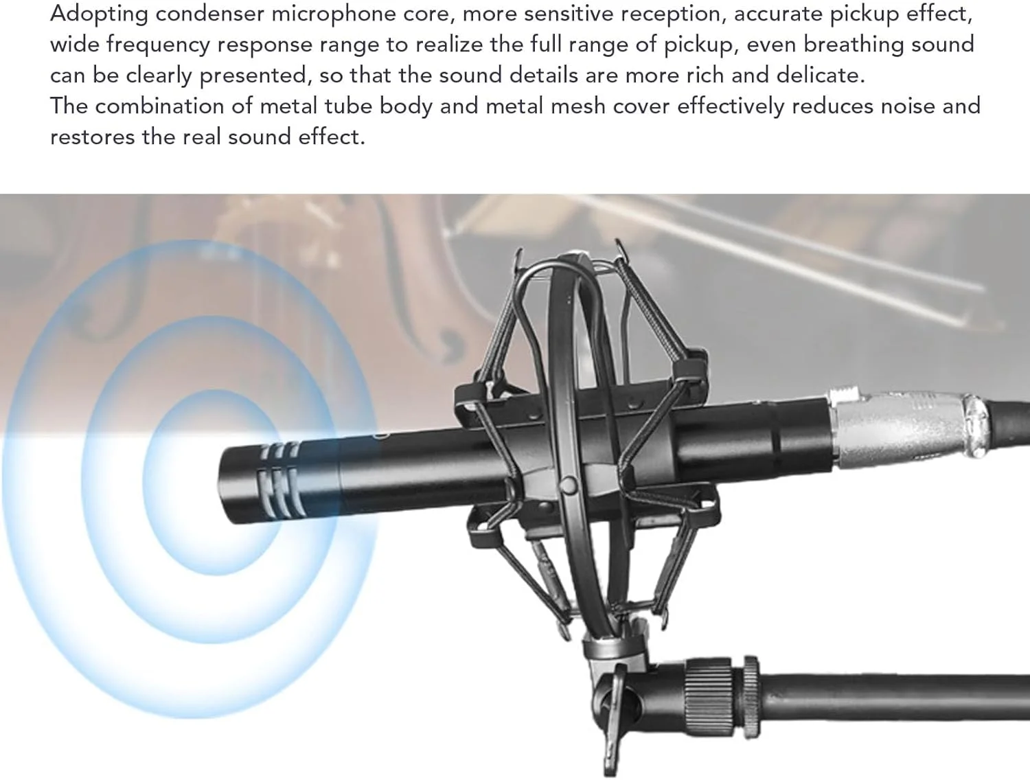 میکروفون حرفه ای ساز، میکروفون کندانسور مدادی با روکش اسفنجی، گیره، کابل XLR، کیف حمل، میکروفون دیافراگم کوچک برای درام، گیتار آکوستیک