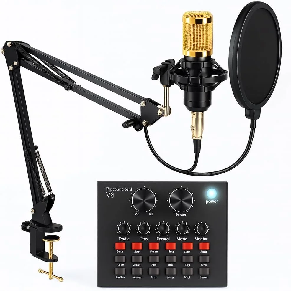 کیت میکروفون کاندنسر USB حرفه ای برای ضبط استودیویی، پادکست و استریم