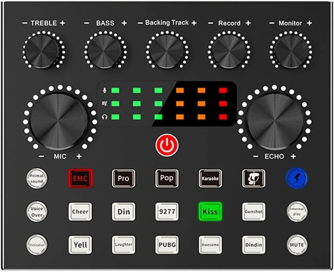 میکسر صدا، کارت صدای BM800 V8S مجموعه حرفه ای میکروفون استودیویی کندانسور BM800 برای ضبط پادکست و پخش زنده (سفید)