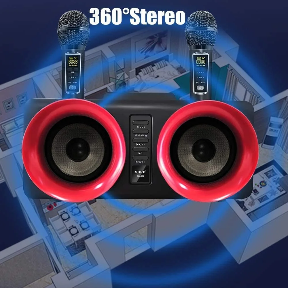 سیستم صوتی قابل حمل خانوادگی با دو میکروفون و بلندگوی استریو 30 واتی