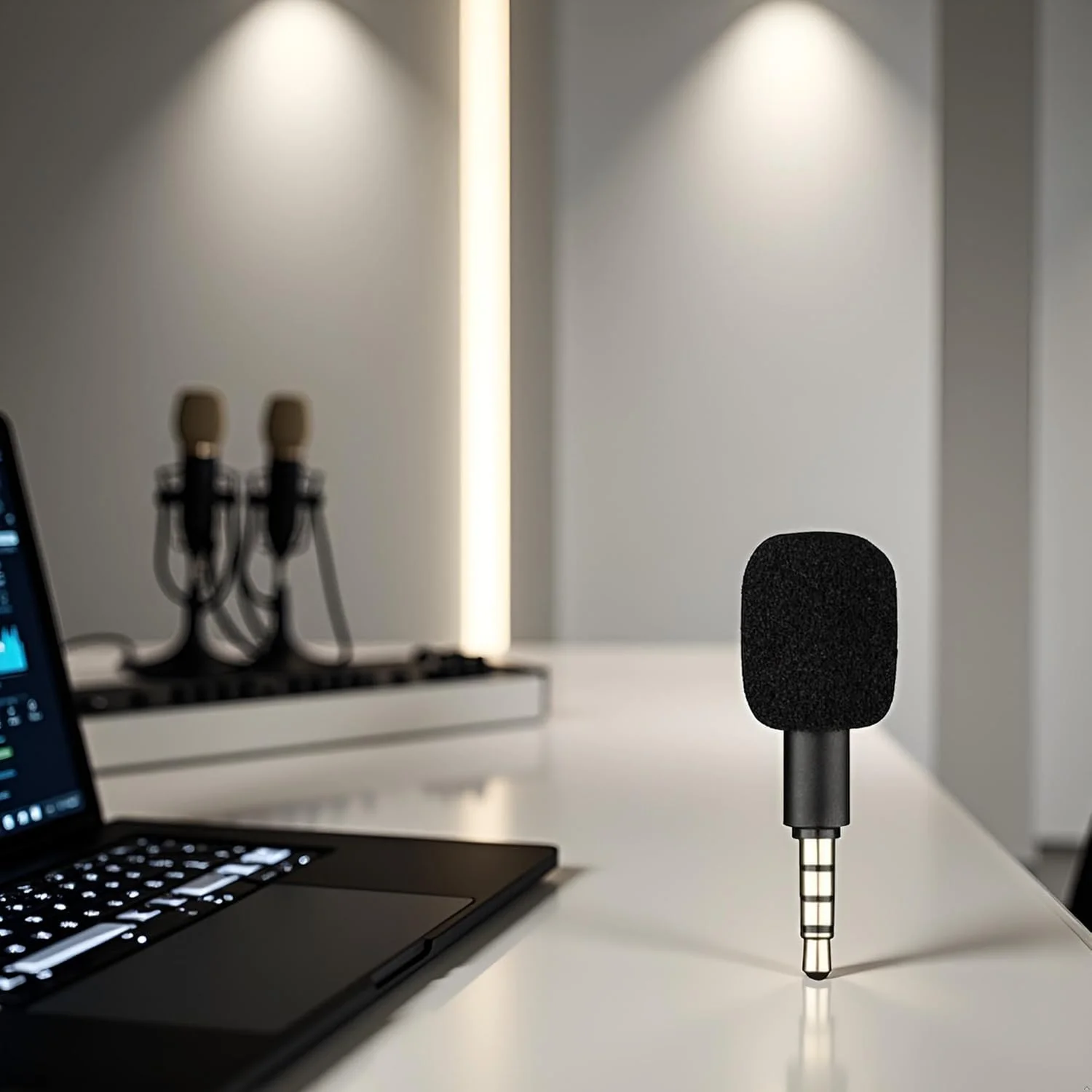 میکروفون مینی قابل حمل مشکی 4 پل با جک 3.5 میلی متری AUX، میکروفون کارائوکه 4 پل/ 3 پل برای ضبط کننده، تلفن همراه، تلفن هوشمند، کامپیوتر، لپ تاپ، میکروفون های کندانسور چند منظوره، میکروفون های کندانسور