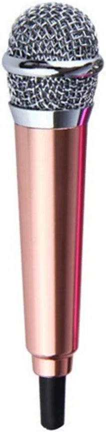 میکروفون کارائوکه بلوتوث قابل حمل، میکروفون مینی کندانسور 3.5 میلی متری کارائوکه تلفن همراه با پایه برای آیفون و اندروید، دستگاه کارائوکه بلندگوی دستی طلایی