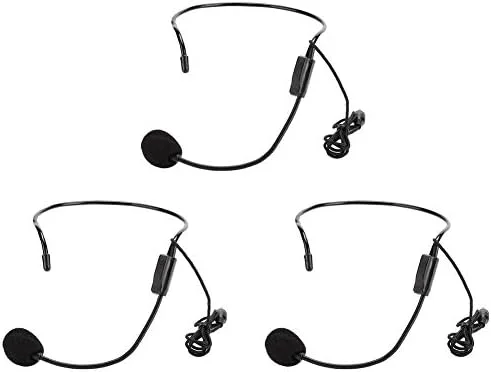 بلندگوی تقویت کننده صدای قابل حمل، 3 عدد میکروفون کندانسور هدست سیمی مینی 3.5 میلی متری برای معلمان، راهنمایان تور، مربیان