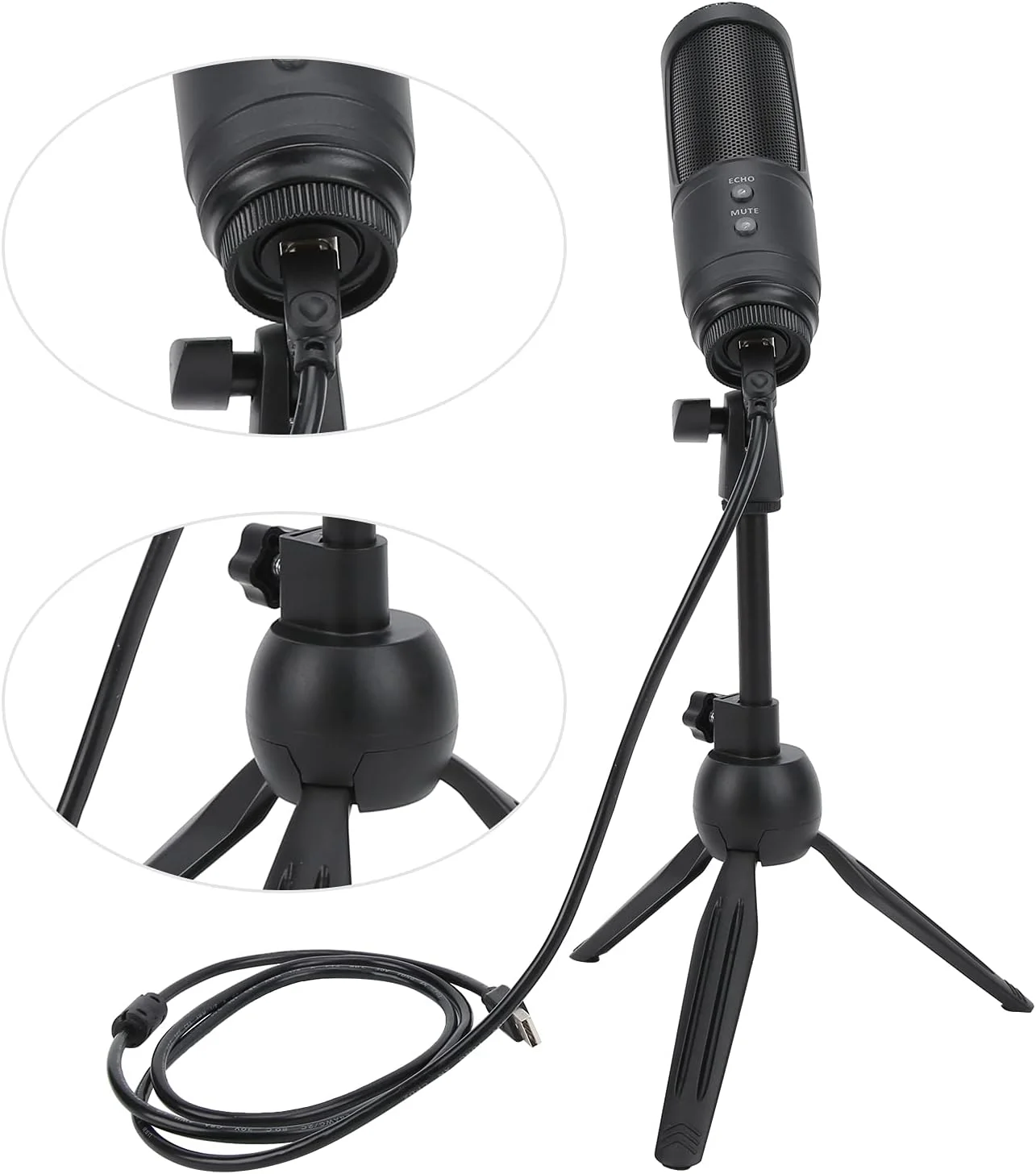 مجموعه میکروفون کندانسور USB با پایه سه پایه برای پخش زنده، آواز خواندن و ضبط صدا 20 هرتز تا 20 کیلوهرتز