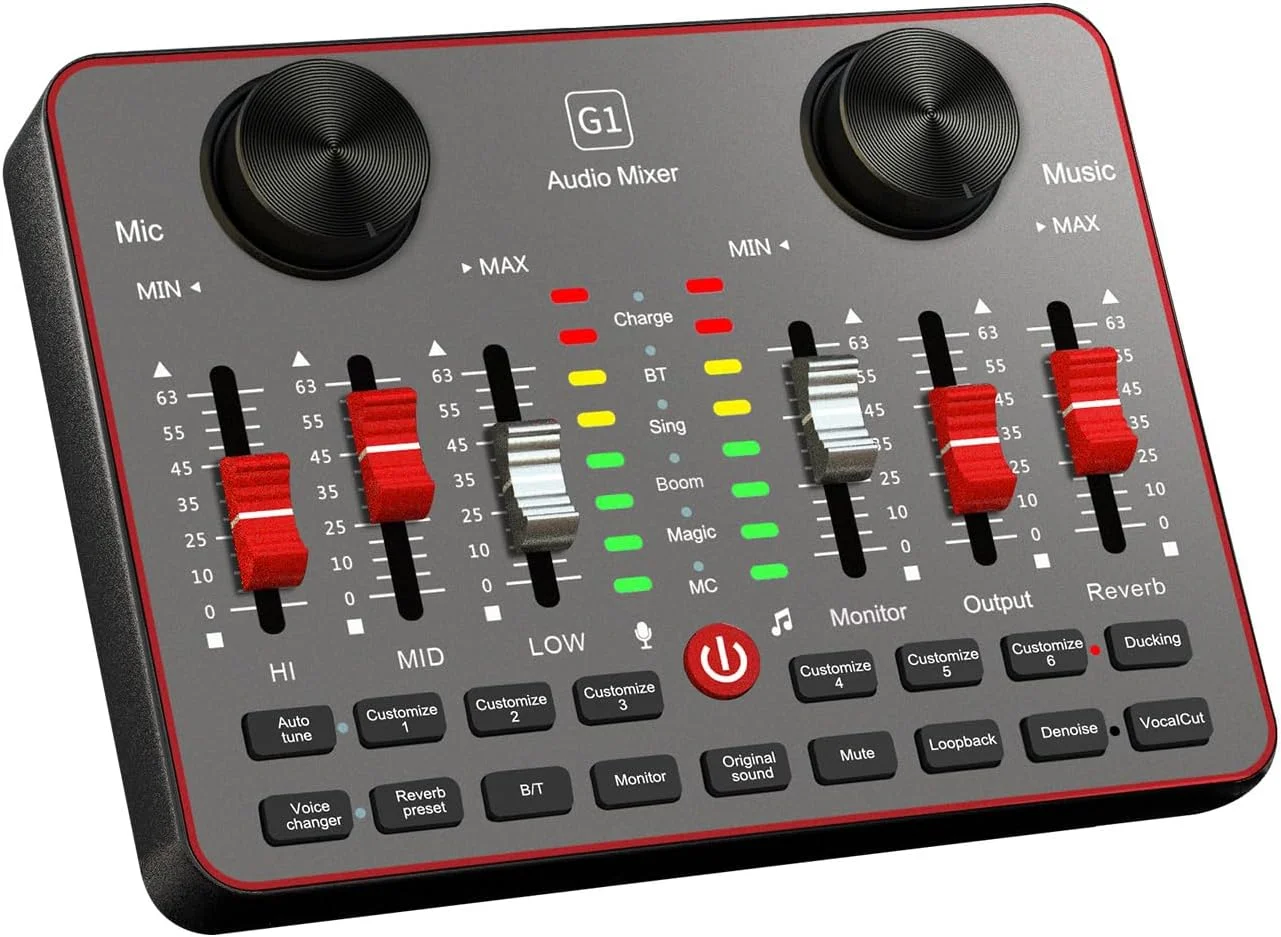 مجموعه تجهیزات پادکست G1 با میکروفون کاندنسر 3.5 میلی‌متری برای پخش زنده، آواز خواندن و بازی در رایانه/تلفن