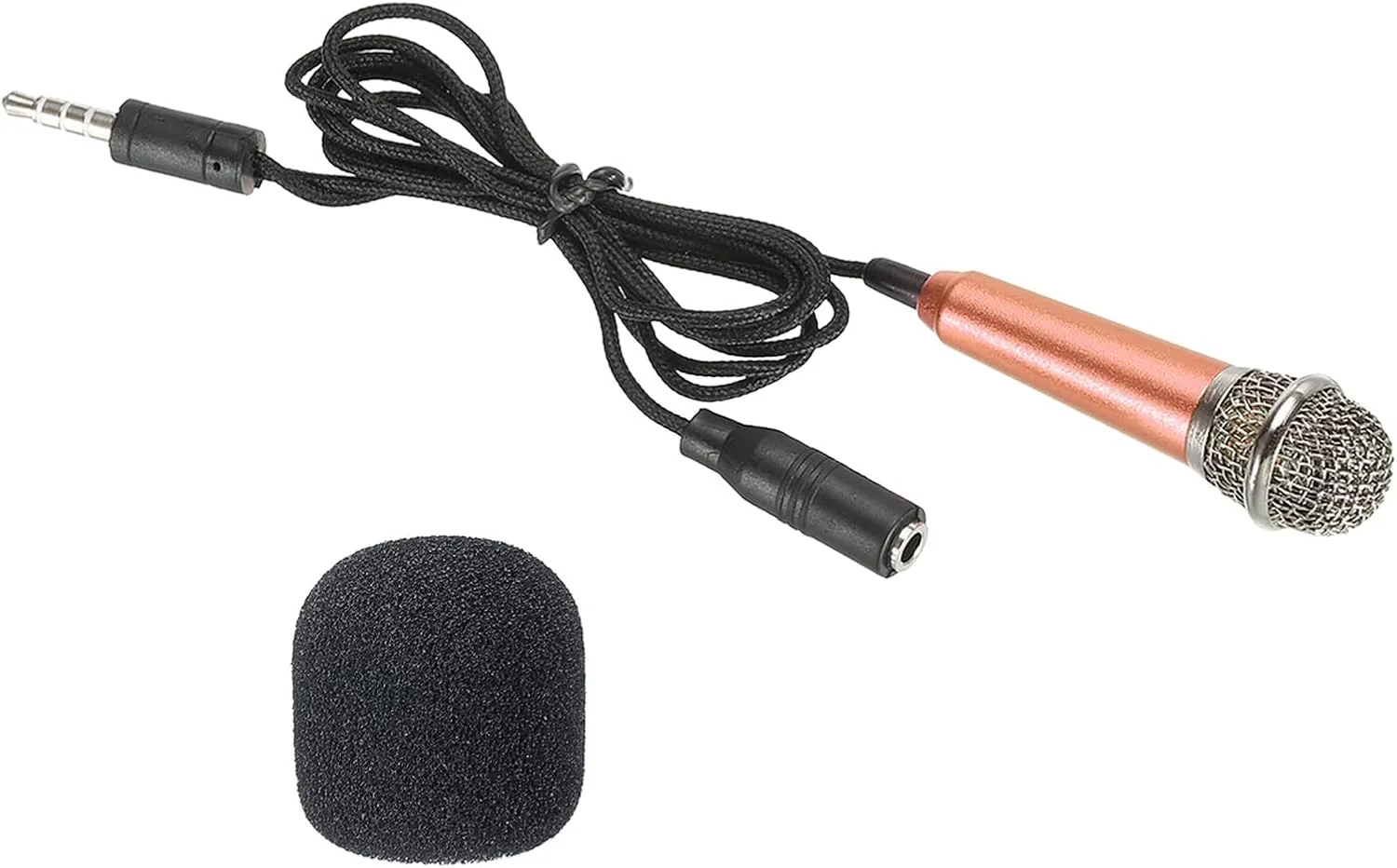 میکروفون کوچک قابل حمل پاتیکیل طلایی رز برای ضبط صدا و آواز - بسته 1 عددی