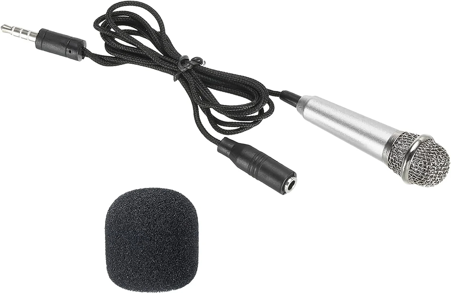 میکروفون کوچک قابل حمل PATIKIL نقره ای برای ضبط صدا و آواز - بسته 1 عددی