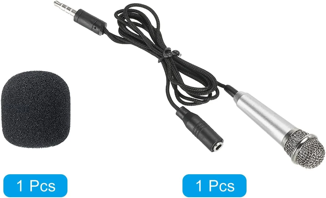 میکروفون کوچک قابل حمل PATIKIL نقره ای برای ضبط صدا و آواز - بسته 1 عددی