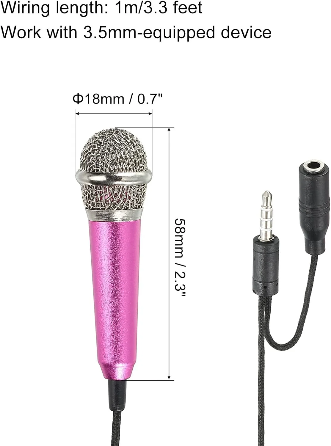 میکروفون کوچک قابل حمل PATIKIL، قرمز گل رز، برای ضبط صدا و آواز خواندن، همراه با پایه میکروفون و روکش، بسته 1 عددی