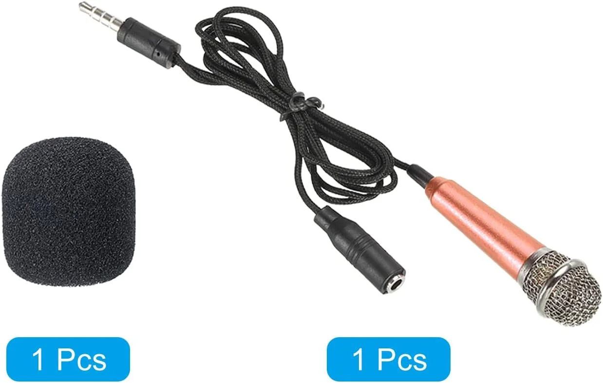 میکروفون کوچک قابل حمل پاتیکیل طلایی رز برای ضبط صدا و آواز - بسته 1 عددی