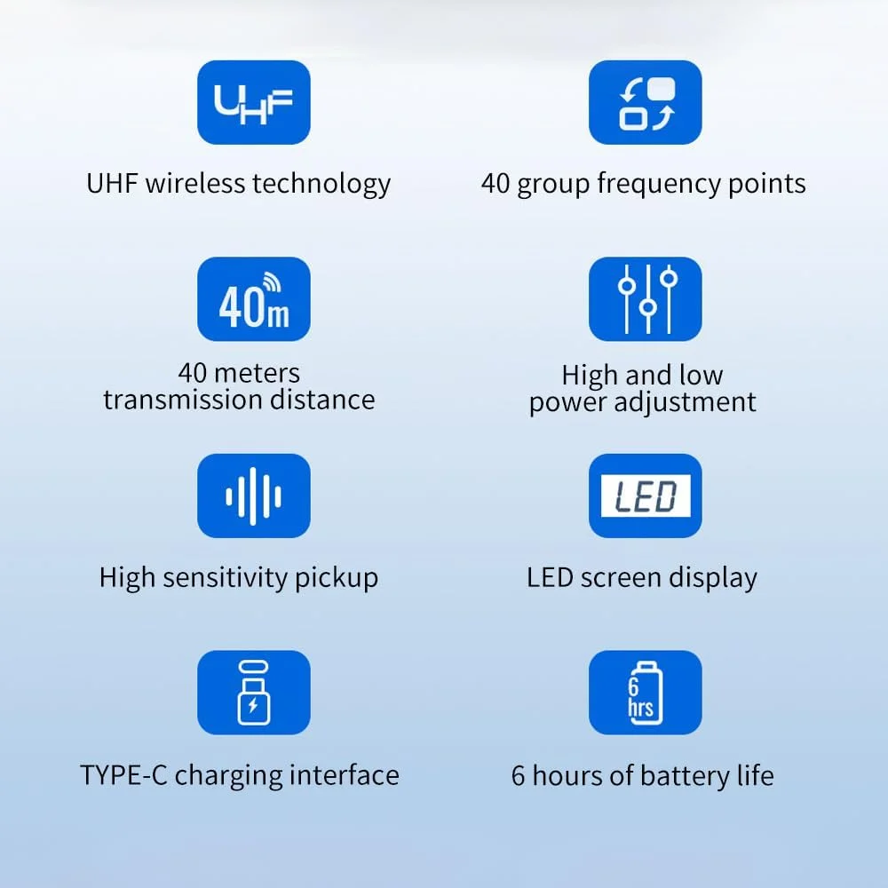 میکروفون های OUNA، میکروفون هدست بی سیم HM-200W با صفحه نمایش، میکروفون بی سیم UHF قابل شارژ، میکروفون و گیرنده بی سیم حرفه ای برای بلندگو، تقویت کننده صدا، آموزش و تمرین