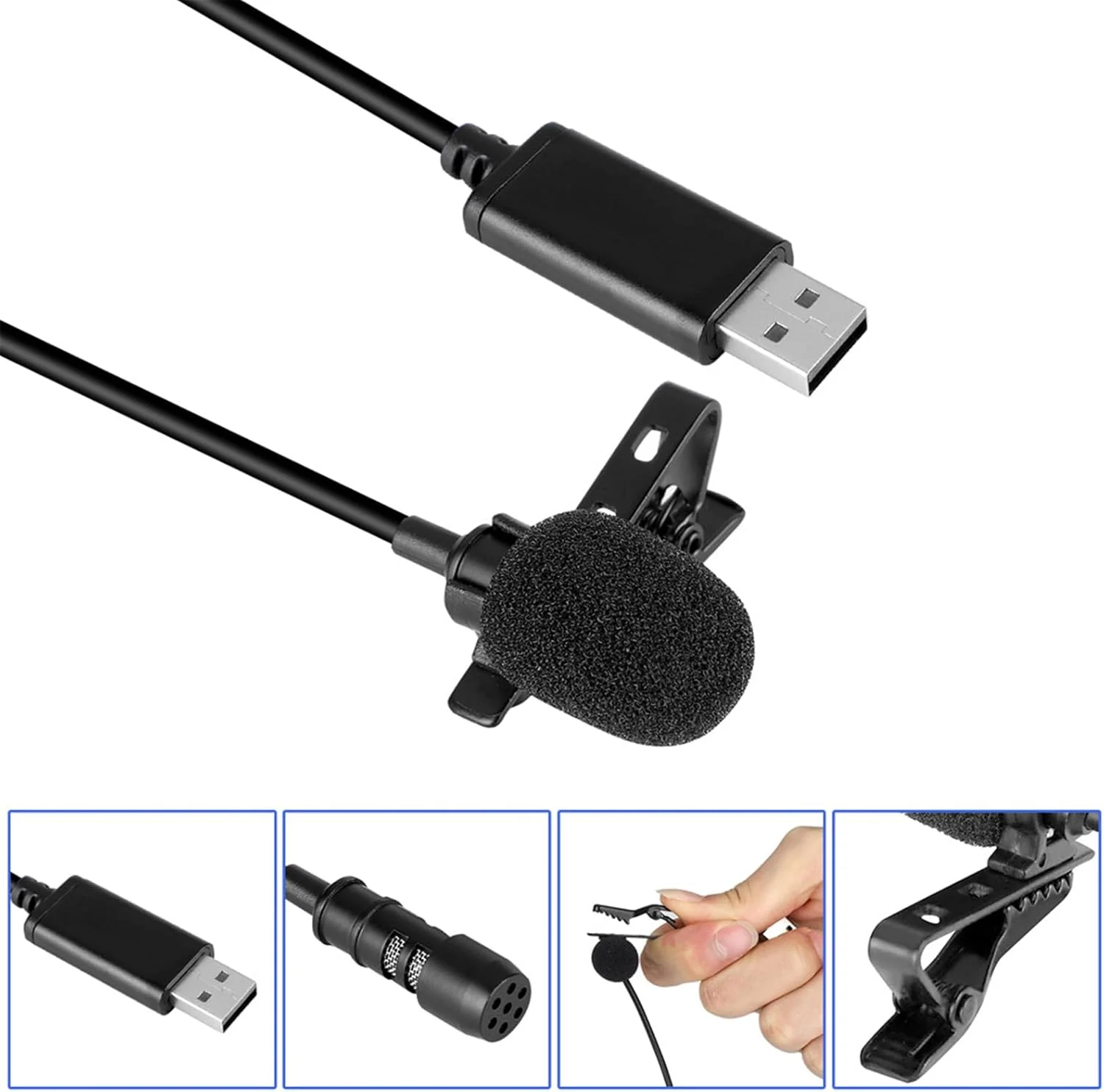 میکروفون یقه ای USB همه جهته برای بازی، ویدیو زنده و جلسات در دسکتاپ و لپ تاپ