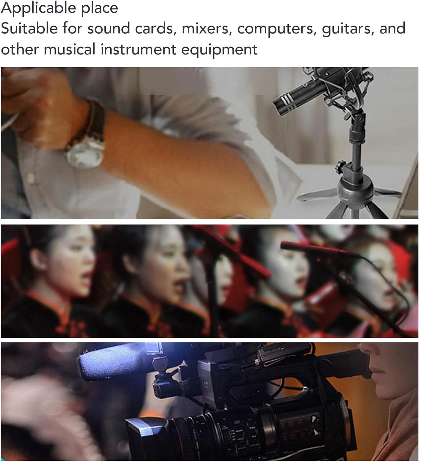 میکروفون کندانسور دیافراگم کوچک ارتقا یافته، میکروفون دیافراگم کوچک کاهش نویز XLR آلیاژ آلومینیوم ممتاز با گیره برای پیانو، گیتار، ویولن و سازهای دیگر