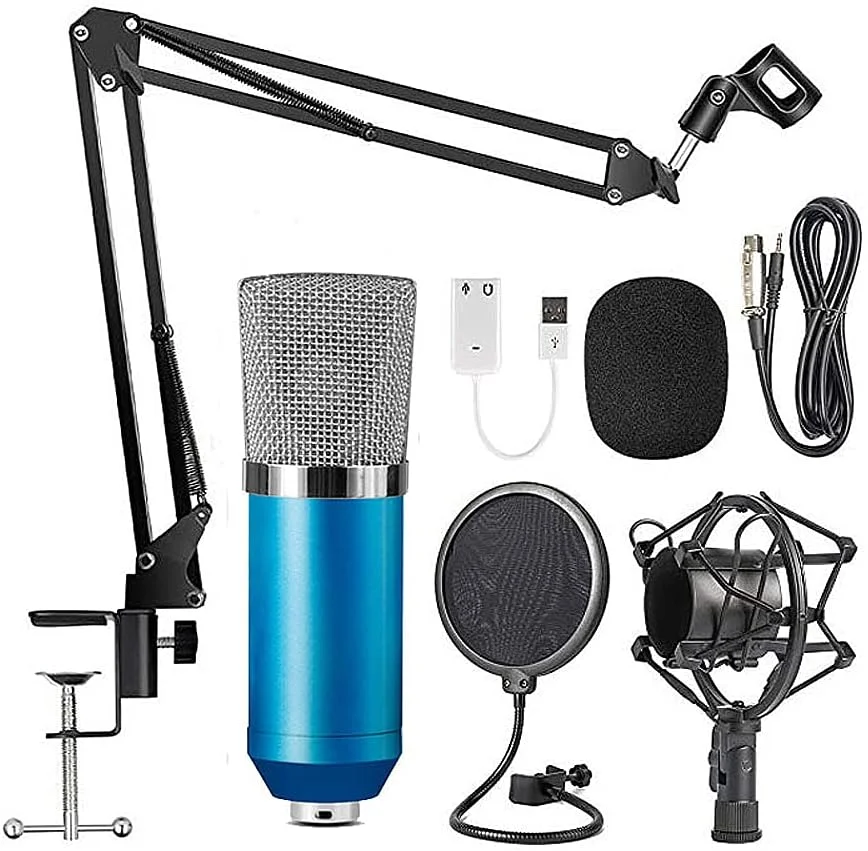 میکروفون کاندنسر حرفه ای BM700 اوبرای، میکروفون ضبط صدا، کیت ضبط استودیویی آواز KTV، آبی