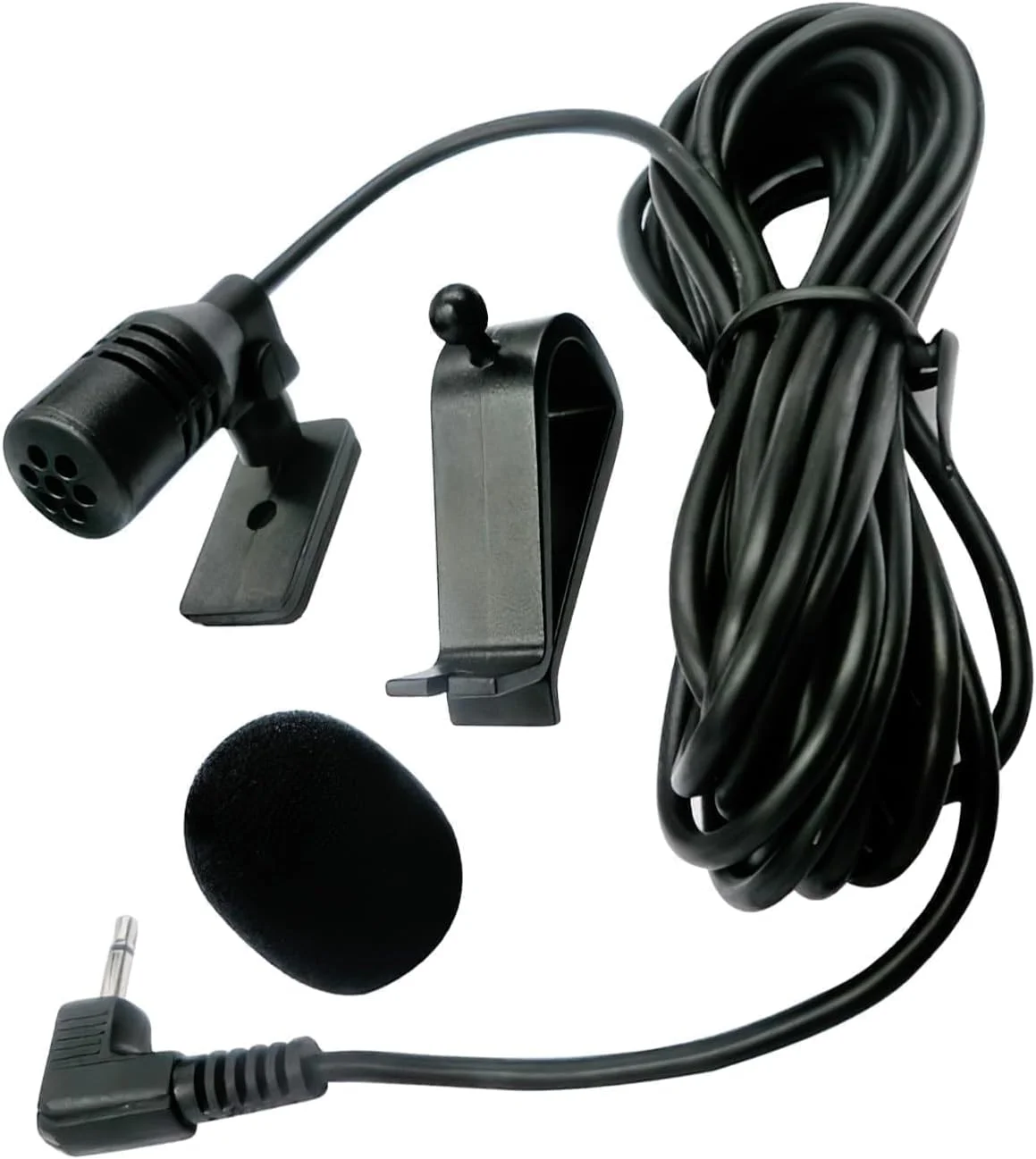 میکروفون خارجی خودرو 3.5 میلی‌متری، میکروفون با گیره، پوشش استیکر، کابل، اتصال آسان، خازنی، حذف نویز، سازگار با بلوتوث، استریو صوتی، GPS، DVD