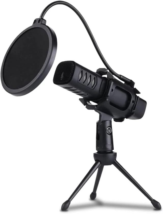 میکروفون استریمینگ NK - میکروفون کاندنسر USB با سه پایه و پاپ فیلتر برای PC/Mac/PS4-5، سازگاری گسترده، Plug & Play (استریمینگ، پادکست، یوتیوب، دیسکورد)