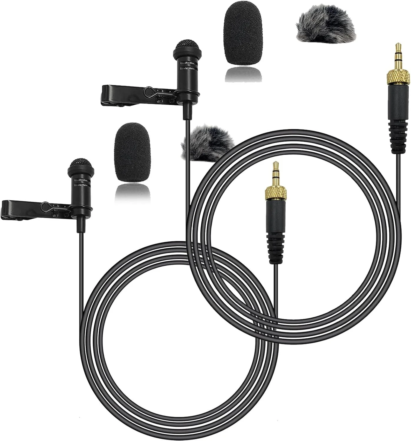 میکروفون یقه ای اومنی دایرکشنال کندانسر سیم دار برای فرستنده بی سیم سنهایزر EW100 G4 G1 G2 G3, EWD1, ME2, ME3, ME4 (دو عددی، فقط برای سنهایزر با فیش قفل پیچی 3.5 میلی متری)