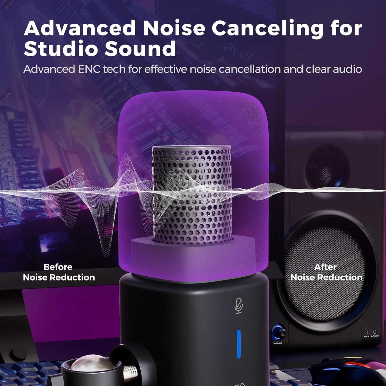 میکروفون کاندنسر NearStream XLR/USB با قابلیت حذف نویز/کنترل صدا/جک هدفون/بی صدا کردن، میکروفون پادکست برای PC/میکسر صدا، میکروفون رومیزی برای استریم/پادکست/بازی/ضبط موسیقی (AM25X)