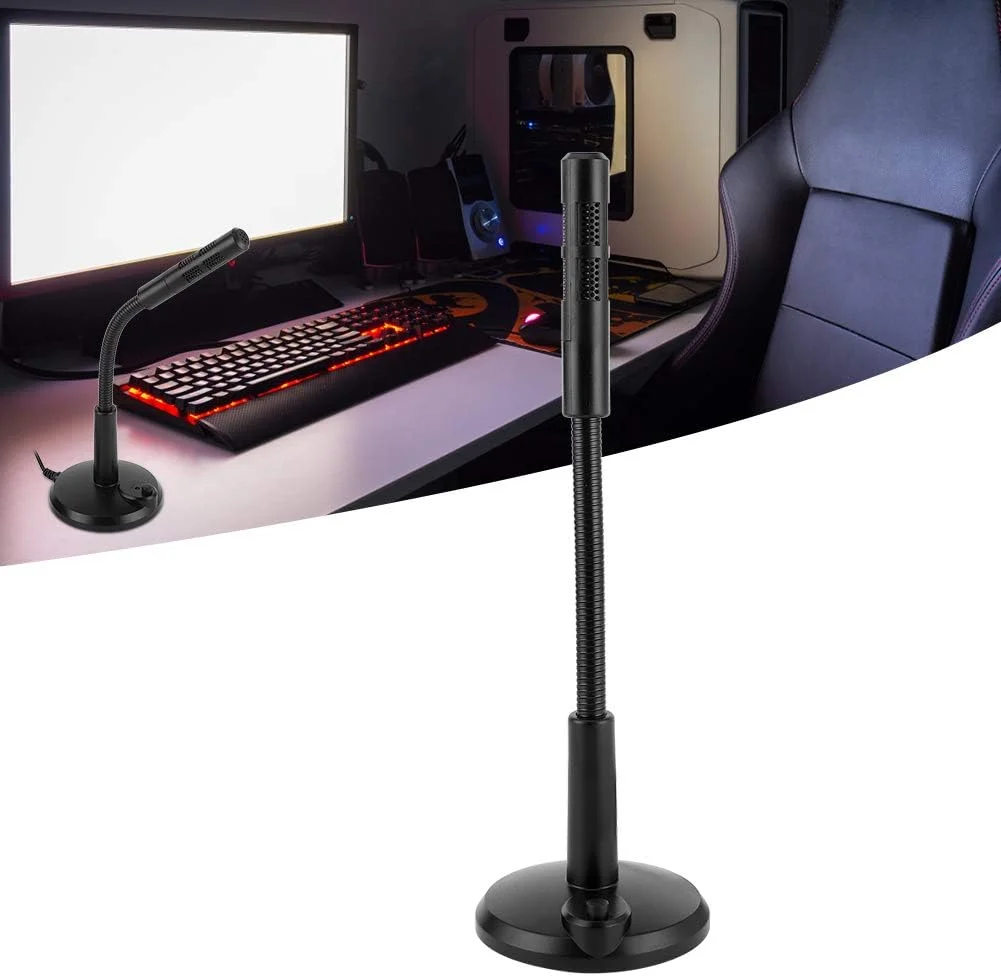میکروفون USB، میکروفون سیم دار با قابلیت حذف نویز، میکروفون کندانسور قابل تنظیم، میکروفون رومیزی چند منظوره برای چت شبکه، آواز خواندن و بازی