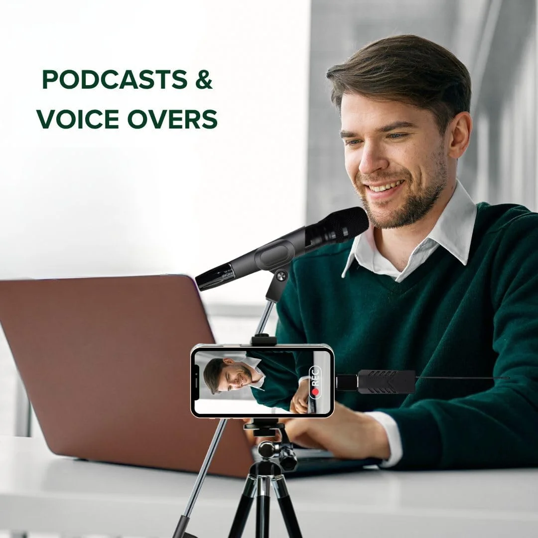 میکروفون بی سیم دستی NEFFICAR برای کارائوکه، مصاحبه - حرفه ای، همه جهته - ایده آل برای سیستم PA، اطلاعیه، گویندگی، کنفرانس ها (میکروفون USB)