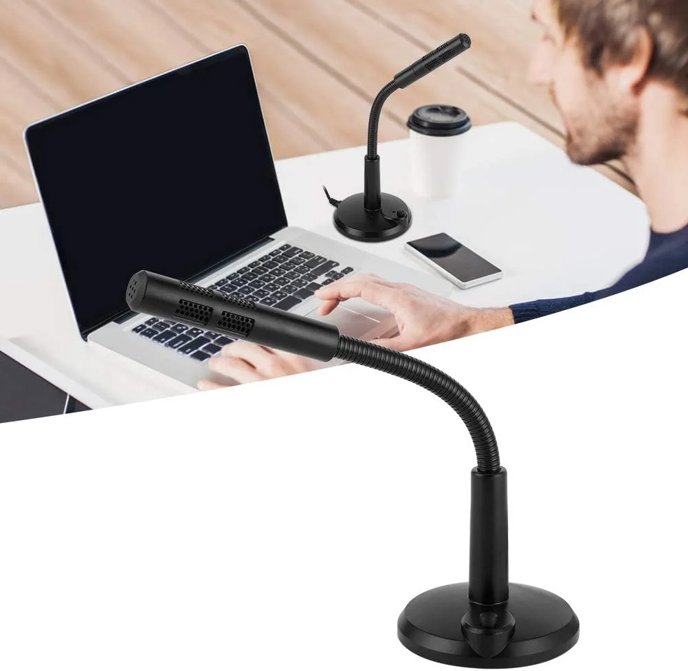 میکروفون USB، میکروفون سیم دار با قابلیت حذف نویز، میکروفون کندانسور قابل تنظیم، میکروفون رومیزی چند منظوره برای چت شبکه، آواز خواندن و بازی
