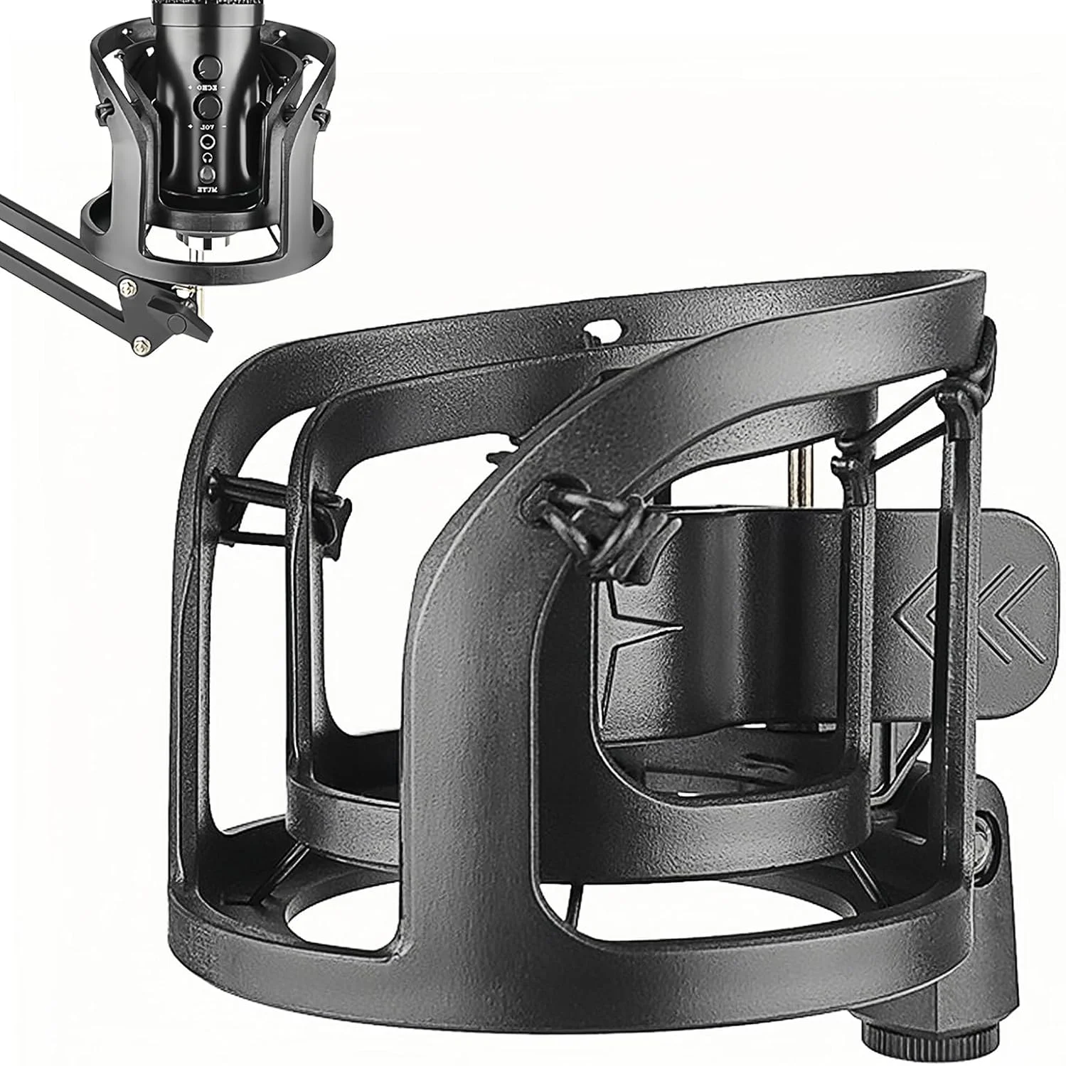 نگهدارنده لرزه گیر میکروفون، آداپتور ضد لرزش میکروفون سازگار با Rode NT1، NT1-A، K2، XDM-100، CAD Audio GXL1800 (مشکی)