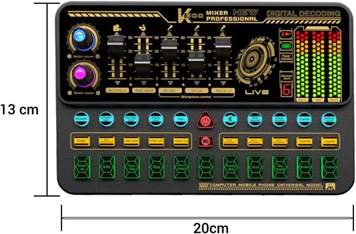 کیت کارت صدای چند منظوره Live 500 و میکروفون معلق BM800 برای پخش زنده، ضبط صدا، میکروفون کاندنسر، دستگاه تغییر صدای هوشمند، میکسر صدا برای کامپیوتر و موبایل