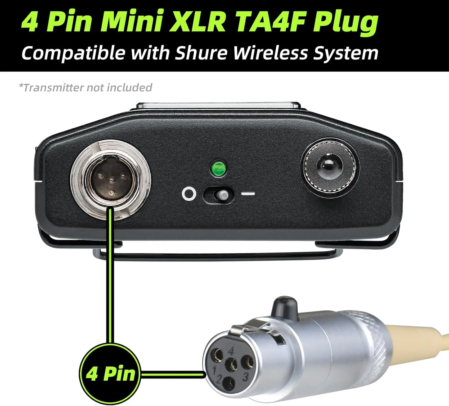 میکروفون هدست حرفه ای، سازگار با سیستم بی سیم Shure، میکروفون کندانسور دو گوشه همه جهته، مینی XLR 4 پین، طول کابل 42 اینچ (بژ)