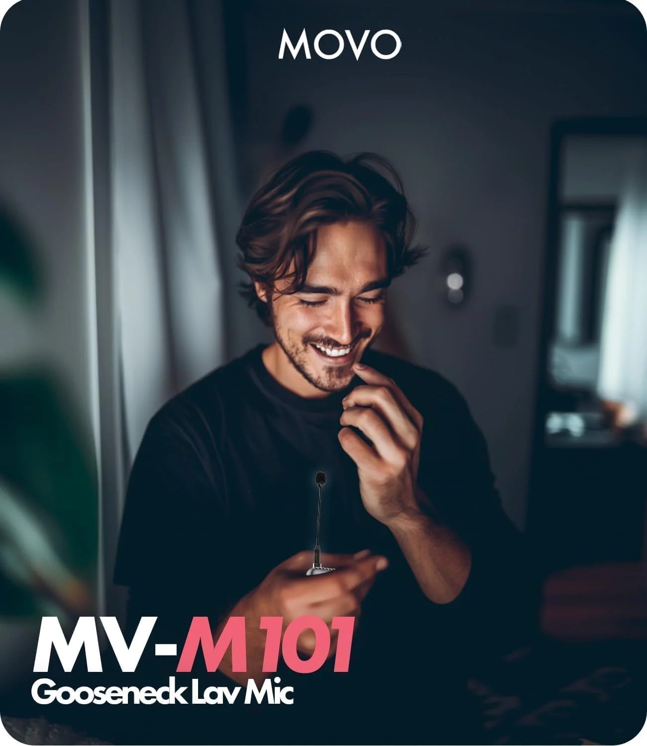 میکروفون یقه ای همه جهته گردنی Movo MV-M101 - سازگار با فرستنده های بی سیم سری DJI Mic/Rode Wireless Go - میکروفون یقه ای برای مصاحبه ها و تولیدکنندگان محتوا (TRS 3.5mm) - بسته 2 عددی