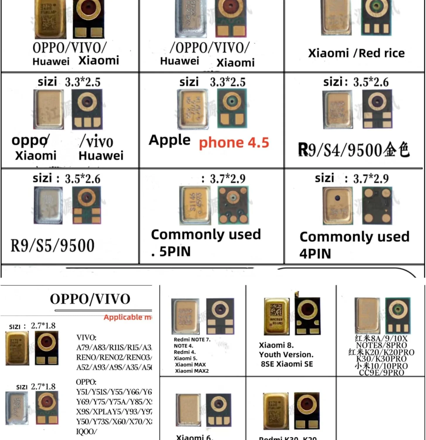 18 نوع میکروفون خازنی، 5 پین، 4 پین، 6 پین، 8 پین، با لوازم جانبی میکروفون سربی، مناسب برای MP3، تلفن های همراه، کامپیوتر، اتومبیل و غیره. جایگزینی تعمیر تلفن همراه یا استفاده DIY، {39 عدد}