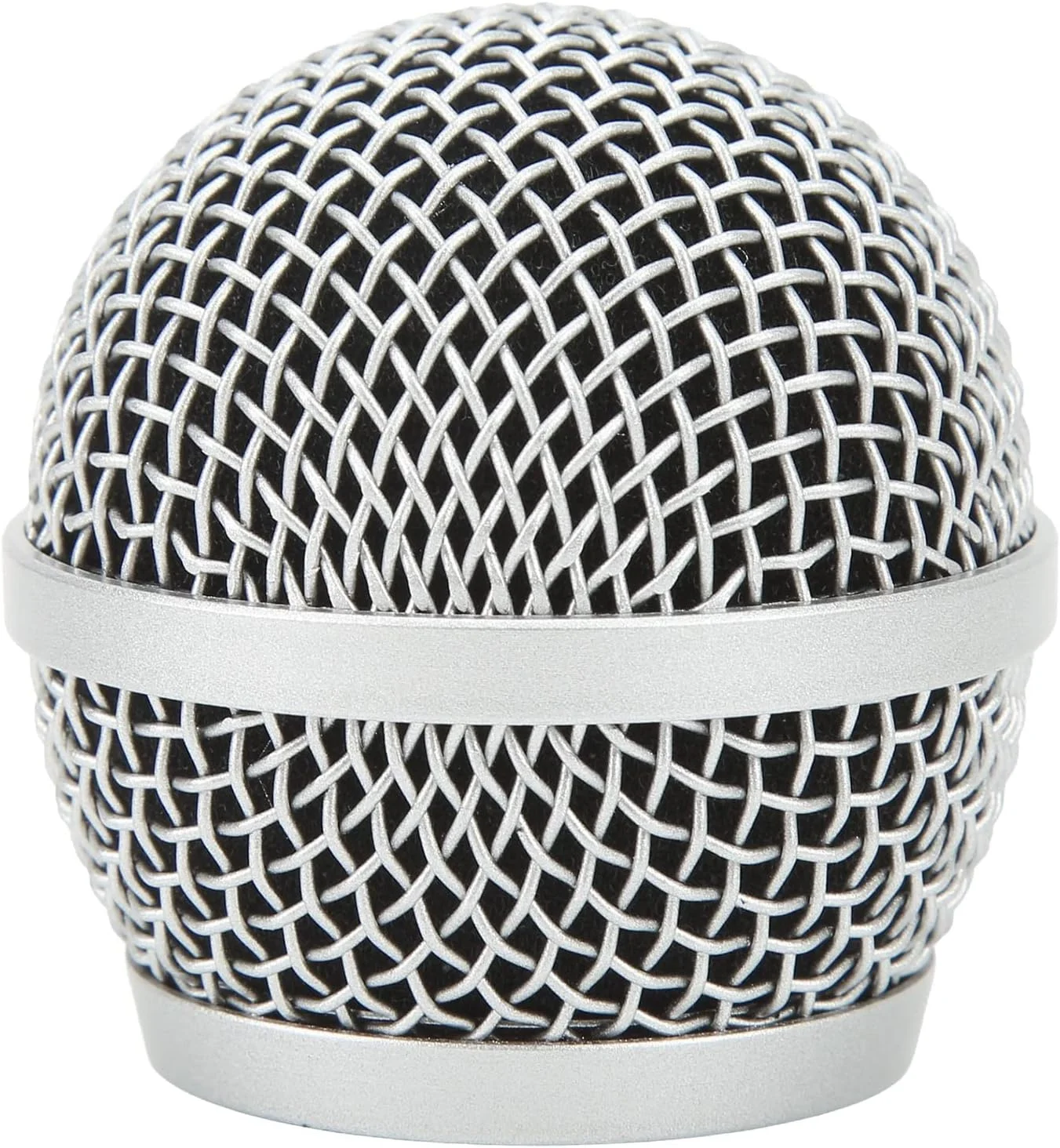 سر مشبک توپی میکروفون، جایگزین توری مشبک توپی میکروفون استیل ضد زنگ برای Shure PG48 PG58 PGX2 BLX288 PG24 و سایر میکروفون های عمومی، دارای فیلتر فوم داخلی، نقره ای