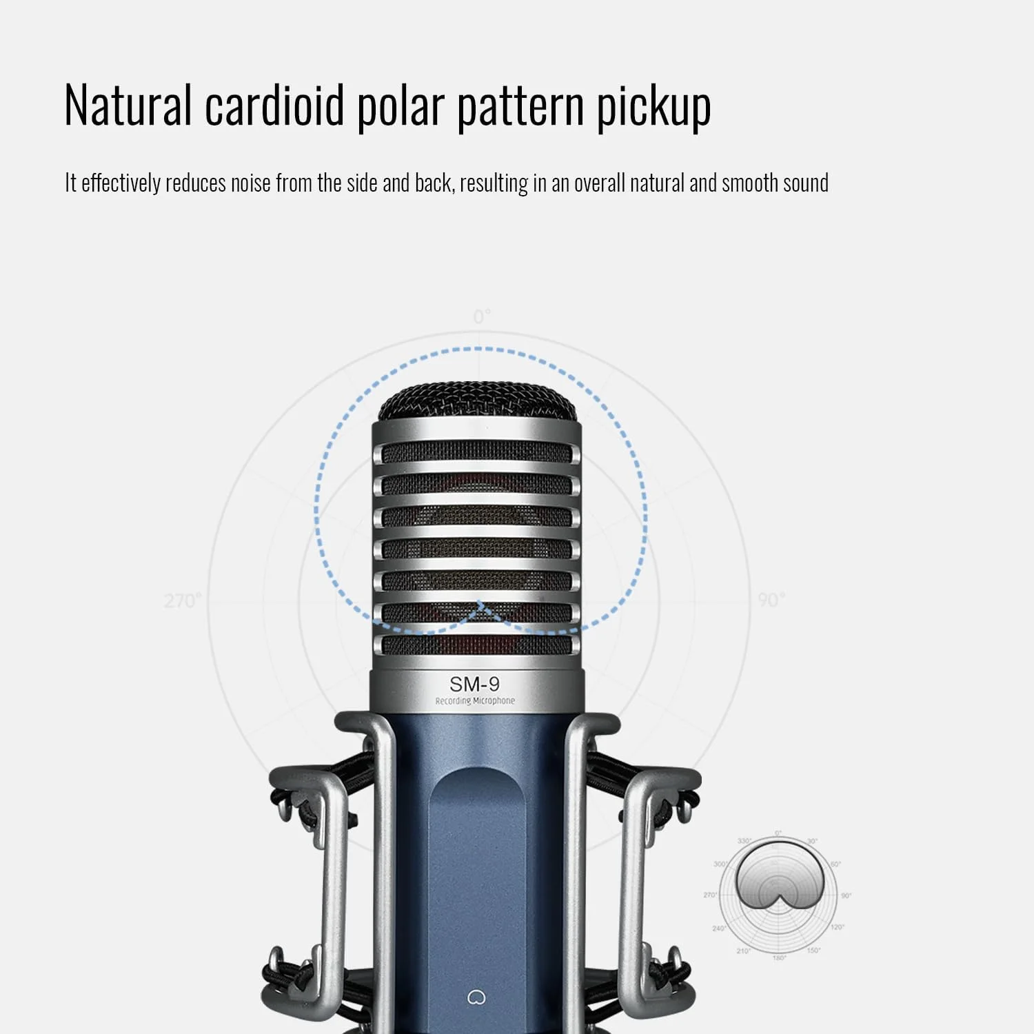 میکروفون کاندنسر کاردیوئید XLR تاکستار مدل SM-9 با دیافراگم بزرگ 34 میلی‌متری، میکروفون ضبط حرفه‌ای همراه با لرزه‌گیر، مناسب برای استودیو/پادکست/پخش زنده/ضبط صدا/ضبط ساز