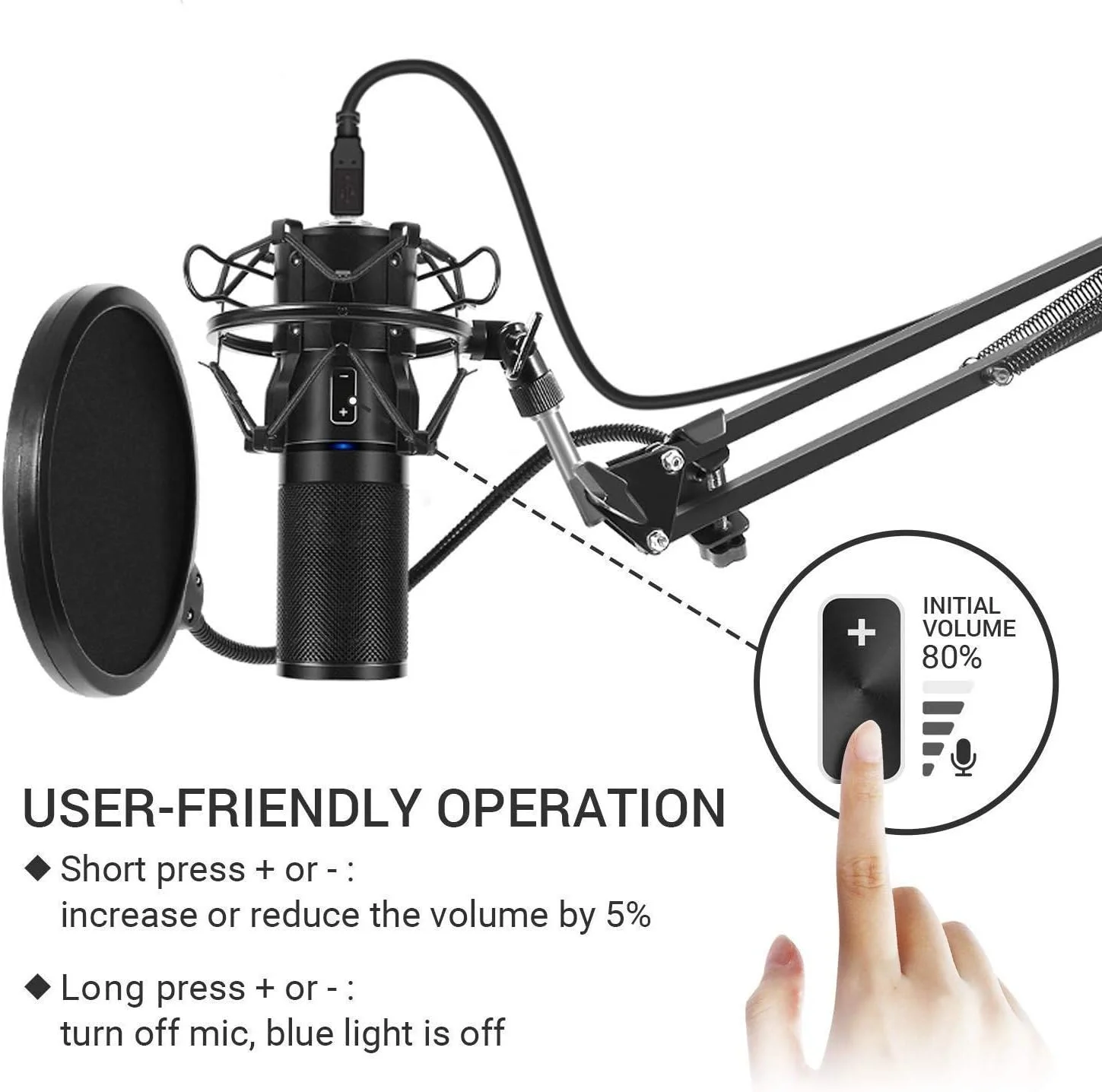 میکروفون USB، ست کارت صدای پایه میکروفون مجری کارائوکه زنده، میکروفون ضبط BM800