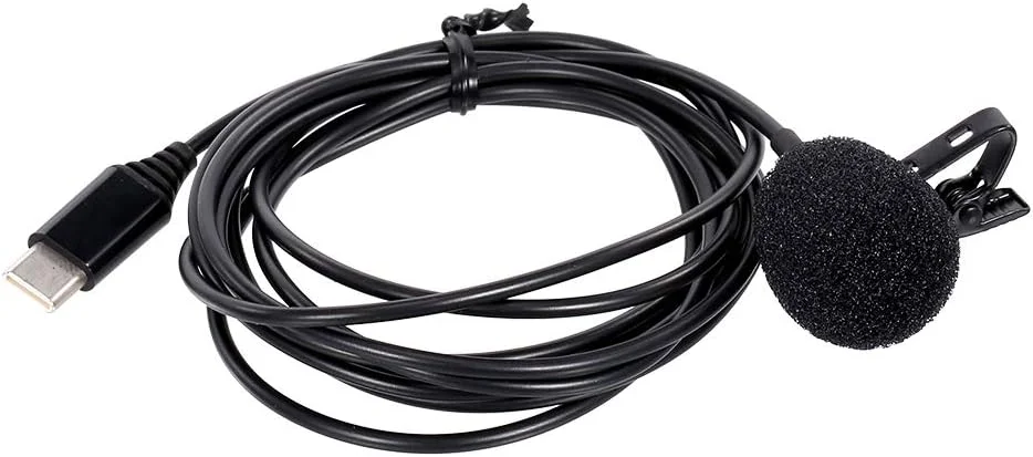 میکروفون یقه‌ای تایپ C کندانسور همه جهته با تراشه تشخیص آکوستیک، میکروفون Hi Fi با اسفنج ضربه گیر و گیره راحت، کاهش نویز تطبیقی و ضد تداخل برای صدا و تصویر، اتصال آسان