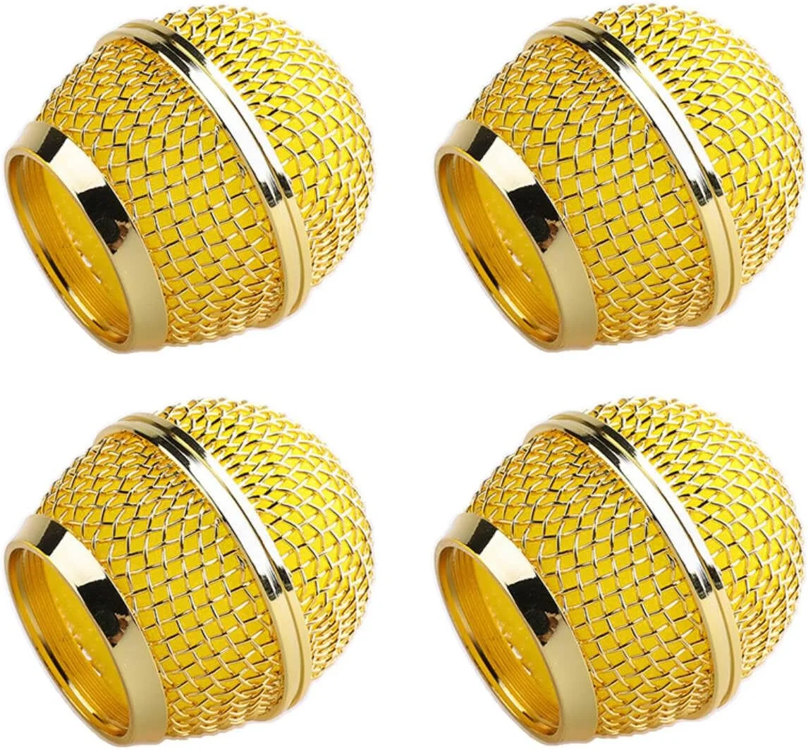 گریل طلایی جایگزین میکروفون برای میکروفون های صوتی بی سیم/سیمی Shure SM58، روکش سر میکروفون RK143G، بسته 4 عددی