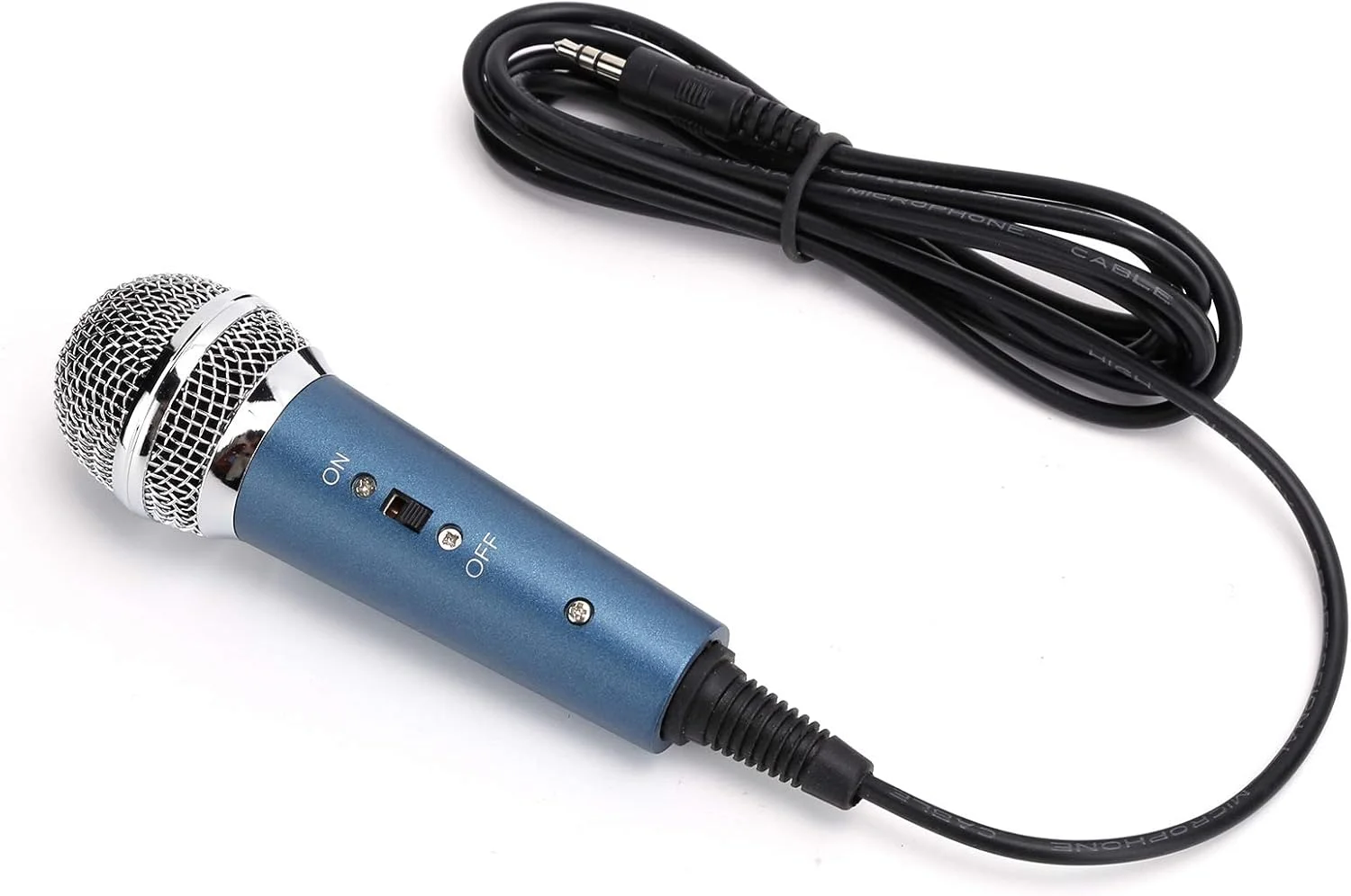 میکروفون دستی با آداپتور صوتی 3.5 میلی‌متری، میکروفون کارائوکه برای ضبط و آواز خواندن (آبی)